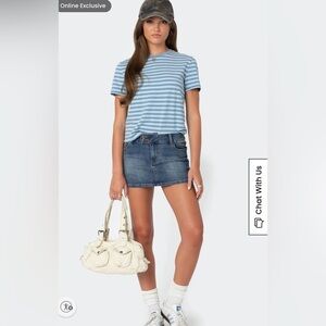 NWT Edikted Callahan Striped Blue Tee